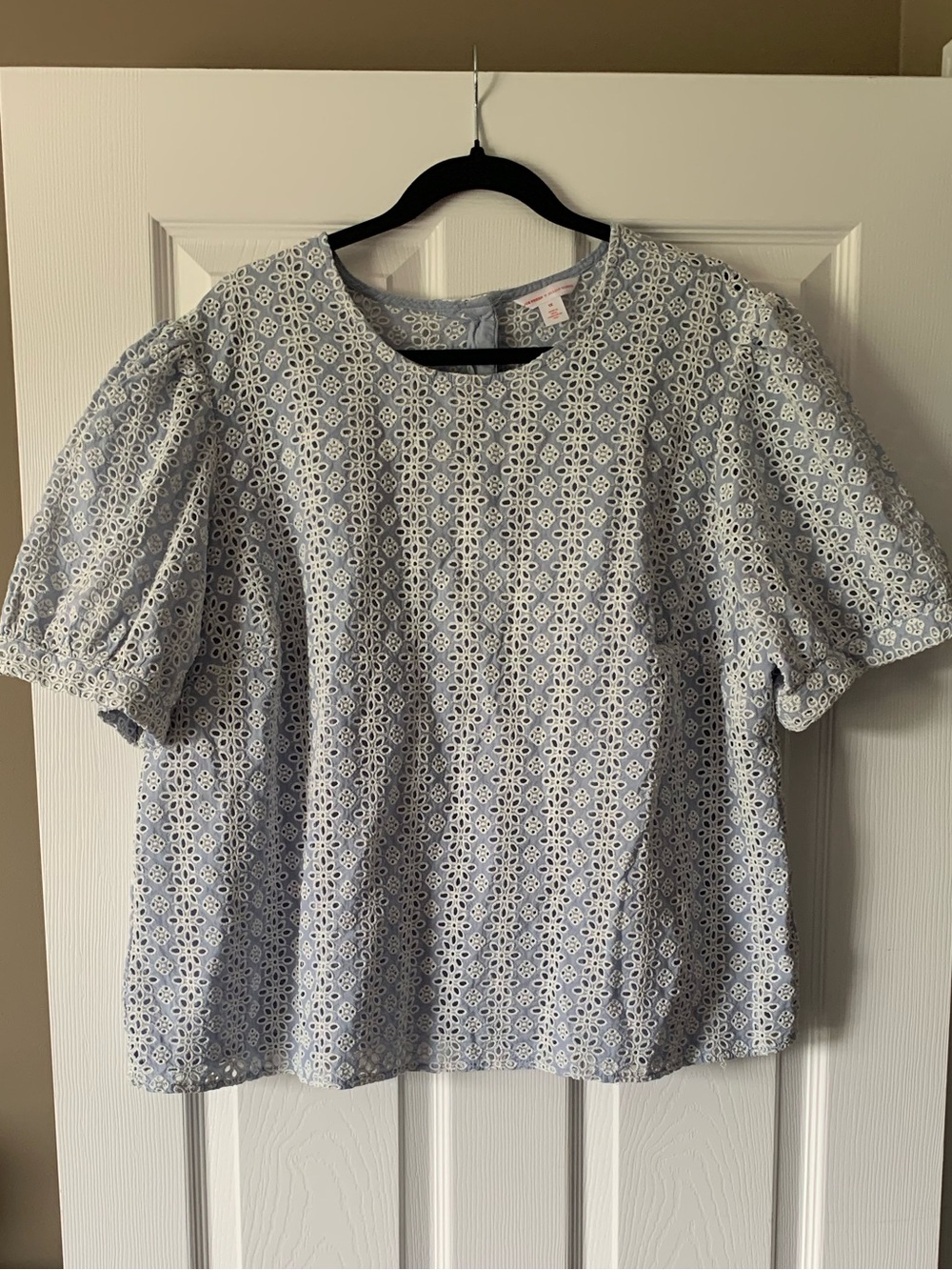 Jillian Harris for Joe Fresh Light Blue Eyelet Puff Sleeve Blouse